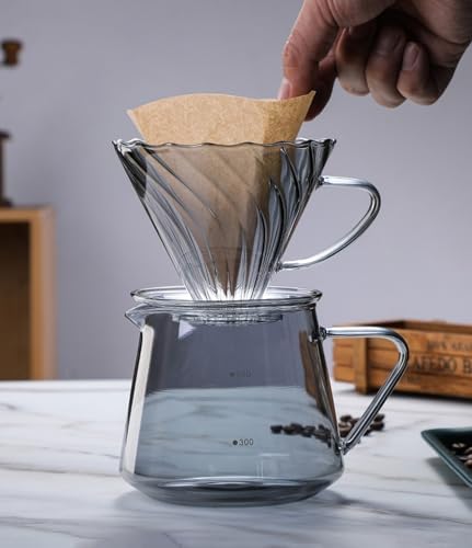 Pour Over Coffee Maker Set, 600ML Glass Carafe Coffee Server with Dripper - Image 4