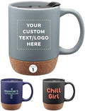 Custom Barista Ceramic Mugs with Cork Bottom 13 oz. Set of 1, Personalized- Perfect for Coffee, Tea, Espresso, Hot Cocoa, Other Beverages - Grey by DISCOUNTPROMOS