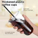 Ziliny 100 Sets 18 oz Clear Plastic Iced Coffee Cups with Lids and Straws - Image 4
