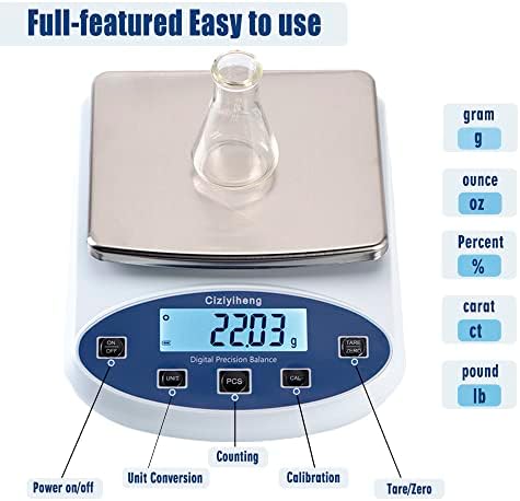 Lab Scale Balance Electronic Scales 5000g*0.01g high Precision Laboratory Digital Analytical Balance Gram Scale 0.01g Accuracy Digital Scientific Scale【Includes 500g*2 Weights】 - Image 4