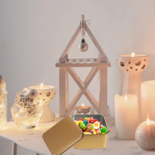 SEWACC 10pcs Golden Square Tin Boxes with Lid, Portable Candy Jar and Cookie Storage Containers, Smooth Details, Sturdy Tinplate Material for Home Organization and Loose Leaf Tea Storage - Image 5