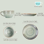 Cappuccino cup with tray, 8.5 oz. Set of 4 Ceramic Coffee Cups and Saucer Set for Latte, latte art cup, suitable for latte/cappuccino/milk/tea - Image 2
