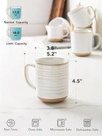 LE TAUCI Ceramic Coffee Mugs Set of 4, 18 oz, Rustic Style, Arctic White - Image 4