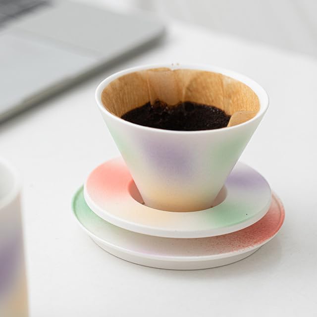 Handmade Color Rainbow Pour Over Coffee Maker Set, Ceramic Coffee Dripper Brewer Heat Resistant Coffee Pot Decanter ACM05C - Image 4