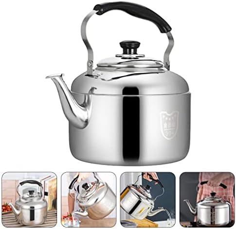 HEMOTON Household Teakettle Tea Kettle Stovetop Whistling Teakettle Stainless Steel Tea Pots Classic Teapot Stovetop Kettle Water Boiler with Cool Handle for 4L - Image 3