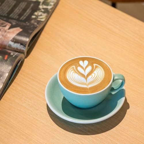 Loveramics Matt Cappuccino Cup, 8 oz Ceramic Latte Art Mug with Saucer, Thick-walled stoneware cup Set, Barista Latte Cup Set for Latte, Cappuccino, Tea - Mineral Colors (Emerald, 8OZ) - Image 4