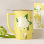 Tea Forte Ceramic Fiore Tea Cup with Infuser, Hydrangea, 14 oz - Image 3