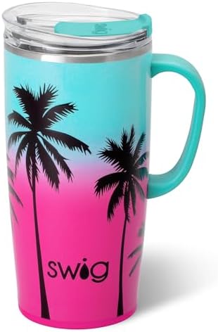 Swig Life 22oz Insulated Travel Mug with Handle & Lid, Island Sunset by SwigLife