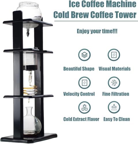 1000ml Cold Brew Drip Tower, Glass Coffee Dripper Maker, Slow Drip Japanese Cold Brew Maker, Detachable Glass Cold Brew Maker with Reusable Drip Filter, Coffee Lover - Image 3