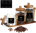 Suclain 3 Pcs Glass Coffee Container Set, 13.5,20,25 oz, Acacia Brown by Suclain