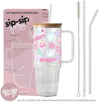 Sip-Sip Hooray! Pastel Pink Halloween 40oz Glass Tumbler with Lid and Straw - Image 4