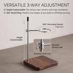 Pour Over Coffee Maker Stand with American Black Walnut Base, Stainless Steel Adjustable Dripper Holder, Wooden Brewing Station, Cone Brewer Rack, Barista Accessories & Kitchen Coffee Décor - Image 4