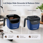 Ourokhome Espresso Knock Box with Lid, Compact Coffee Grounds Container for Home Coffee Bar, Removable Knock Bar, 304 Stainless Steel Exterior, Non-Slip Base & Handle, Easy Clean (Deep Blue) - Image 4