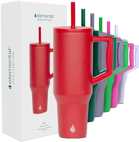 Elemental Spill Proof 40oz Insulated Tumbler with Handle & Straw Travel Mug by Elemental