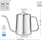 Easyworkz Gage Gooseneck Pour Over Coffee Kettle 12 oz, Silver, Bundled with Easyworkz Stainless Steel Espresso Cup 2pcs Set Double Wall Insulated Metal Demitasse Cups 2.5 oz - Image 2