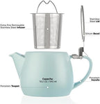 Tealyra - Pluto Porcelain Small Teapot Turquoise - 18.2-ounce (1-2 cups) - Matte Finish - Stainless Steel Lid and Extra-Fine Infuser To Brew Loose Leaf Tea - 540ml - Image 4