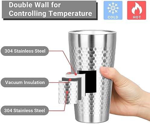 Metal Cup, 19 oz Insulated Tumbler, 4 Pack Double Wall Unbreakable Stackable Water Tumblers Premium Insulated Stainless Steel Cups Drinking Glasses for Home Travel Camping Outdoor - Image 3