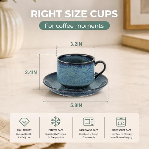 8 Ounce Cappuccino Cups Set of 4, Reactive Blue - Image 2