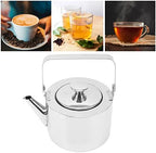 Stainless Steel Tea Kettle with Strainer Thickened Metal Whistling Teapot with Ergonomic Handle for All Stovetop (Large, 1.5L) - Image 2