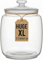 kitchentoolz 2.5 Gallon Extra Large Glass Cookie Jar with Airtight Lid – XL Clear Storage Container for Bulk Cookies, Candy, Flour, Dog Treats & More – Oversized Jar for Kitchen or Laundry Room by KITCHENTOOLZ