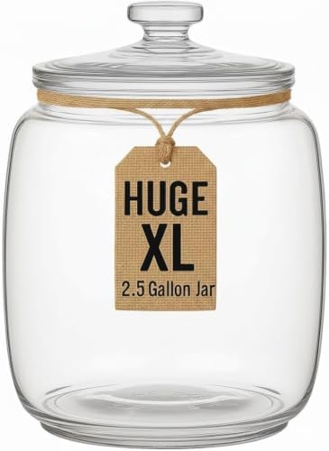 kitchentoolz 2.5 Gallon Extra Large Glass Cookie Jar with Airtight Lid – XL Clear Storage Container for Bulk Cookies, Candy, Flour, Dog Treats & More – Oversized Jar for Kitchen or Laundry Room by KITCHENTOOLZ