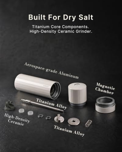 Manual Metal Salt Grinder Refillable, Titanium Alloy for Dry Salt - Image 3