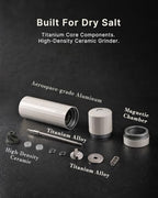 Manual Metal Salt Grinder Refillable, Titanium Alloy for Dry Salt - Image 3