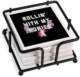 CafePress My Little Pony Rollin With My Ponies Tumbled Stone - Set of 4 Coasters Set of 4 w/holder by CafePress