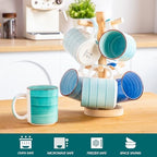 vancasso Bonita Ceramic Coffee Mug Set of 6,16 Oz Coffee Cups with Large Handle for Tea,Latte,Cappuccino,Milk,Cocoa,Dishwasher&Microwave Safe(Blue) - Image 4