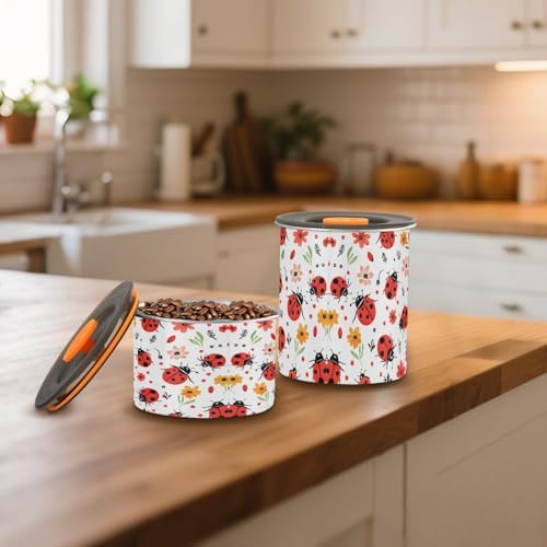 Stainless Steel Coffee Storage Containers with Airtight Lid, Animal Ladybugs Flower 17oz Food Storage Container Kitchen Canister for Tea, Coffee Beans, Ground, Sugar Storage - Image 6