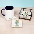 CafePress Funny Keep Calm Quote Irish Women Gir Tumbled Stone - Set of 4 Coasters Set of 4 w/holder - Image 4