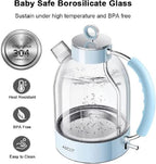 ASCOT Electric Kettle, Glass Electric Tea Kettle Gifts for Men/Women/Family 1.5L 1500W Borosilicate Glass Tea Heater, with Auto Shut-Off and Boil-Dry Protection (Blue) - Image 3