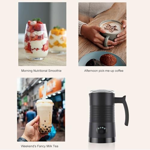 Electric Milk Frother Automatic Warm Cold Foam Maker Large Capacity Low Noise Dishwasher Safe Easy to Clean Coffee Hot Chocolate Maker Machine White White US Plug - Image 4