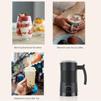 Electric Milk Frother Automatic Warm Cold Foam Maker Large Capacity Low Noise Dishwasher Safe Easy to Clean Coffee Hot Chocolate Maker Machine White White US Plug - Image 4