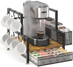 EsLuker.ly Coffee Bar Station Organizer with K Cup Drawer, 7 Mug Hooks by EsLukerly