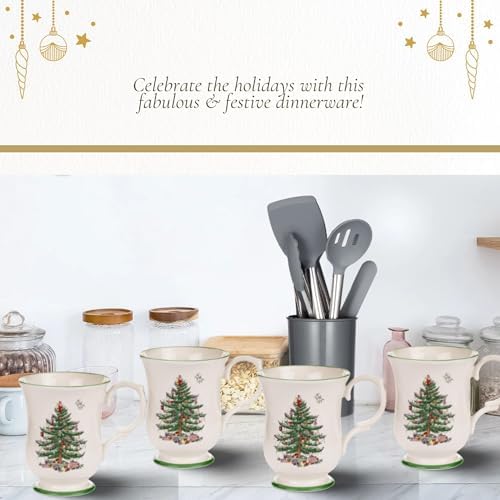 Spode Christmas Tree Romantic Footed Mugs, 12 Oz - Set of 4 - Image 5