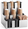 9 Compartment Stainless Steel Vertical Coffee Cup and Lid Dispenser by CroBlissful
