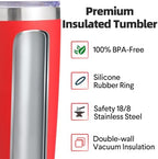 Volhoply 20oz Stainless Steel Tumbler with Lid and Straw Bulk 12 Pack,Double Wall Insulated Travel Iced Coffee Mug Fits Cup Holder,Powder Coated Cups for Hot/Cold Drinks,Gifts for Women（Red,12 Set） - Image 3