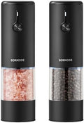 Black Stainless Steel Electric Salt and Pepper Grinder Set with Dust Cover – Rechargeable Automatic Pepper Mill, LED Light, Adjustable Coarseness (2 Pack) by GORMODEOfficial