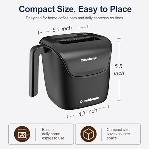 Ourokhome Espresso Knock Box with Lid, Compact Coffee Grounds Container for Home Coffee Bar, Removable Knock Bar, 304 Stainless Steel Exterior, Non-Slip Base & Handle, Easy Clean (Black) - Image 3