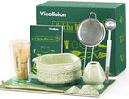 Matcha Whisk Set, 9 Pcs Matcha Set Kit for Ceremony Includes Ceramic Matcha Bowl, Holder, Bamboo Whisk & Scoop, Measuring Spoon, Scoop Rest, Sifter, Tea Towel, Handbook - Ideal Gift for All Ages by Unknown