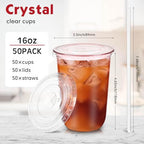 Ziliny 50 Sets 16oz Pink Plastic Cups with Lids and Straws Disposable Cups - Image 3