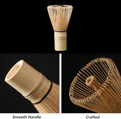 White Japanese Matcha Tea Set of 7 Ceremony Matcha Kit with Matcha Bowl(Chawan) with Pouring Spout, Matcha Whisk (Chasen), Scoop (Chashaku), Ceramic Whisk Holder, Scoop Stand，Sifter,Tea Napkin - Image 3