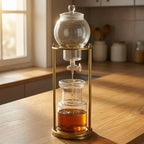 Cold Brew Coffee Maker Drip Pot Carafe Brewer Dripper With Glass Vessel and Gold Tone Metal Stand for Visible suitable for home office coffee kitchen counter - Image 7