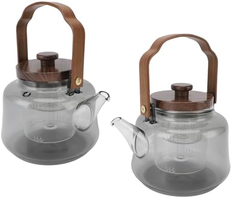 Jeffergarden 1000ml Glass Teapot with Removable Infuser, High Borosilicate Tea Kettle with Walnut Handle and 304 Stainless Steel Lid, for Electric Ceramic Stove Home Tea House Office - Image 5