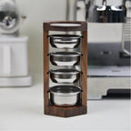 Wooden 58mm Portafilter Stand Holder - 3 in 1 Espresso Basket Organizer Rack for Coffee Baskets, Portafilters & Puck Screens, Grade Coffee Station Accessories with Non-Slip Base - Image 2