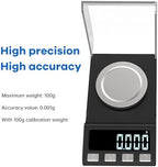 Digital Milligram Scale 100g/0.001g rechargeability, High Precision Portable Jewelry Scale, Powder Scale, Micro Scale for Powder Medicine, Gold, Gem, Reloading, Calibration Weight - Image 2
