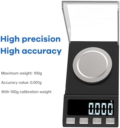 Digital Milligram Scale 100g/0.001g rechargeability, High Precision Portable Jewelry Scale, Powder Scale, Micro Scale for Powder Medicine, Gold, Gem, Reloading, Calibration Weight - Image 2