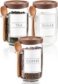 KOSKIMER Coffee and Sugar Container Set, Glass Coffee Jars with Wooden Lids by KSOKIMER
