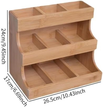 3-Tier Wood Tea Bag Organizer, Countertop Tea and Coffee Pod Storage Rack for Kitchen Pantry and Office - Image 3